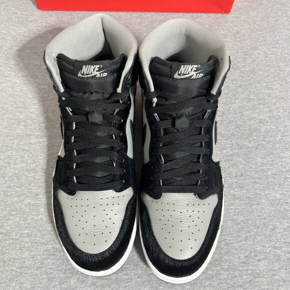 Nike Air Jordan 1 Retro High OG Shoes Black Grey Bovine Fur Mens 10.5 Womens 12 - Picture 6 of 16